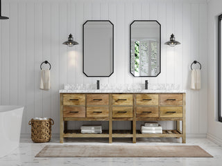 Parker Mango 84" Double Sink Bath Vanity in Natural  2" Carrara Marble