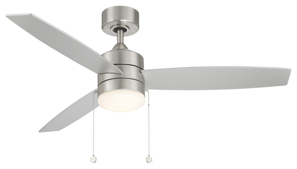 Atlantis In/Outdoor 3-Blade Pull Chain Ceiling Fan 52" Brushed Nickel With Kit
