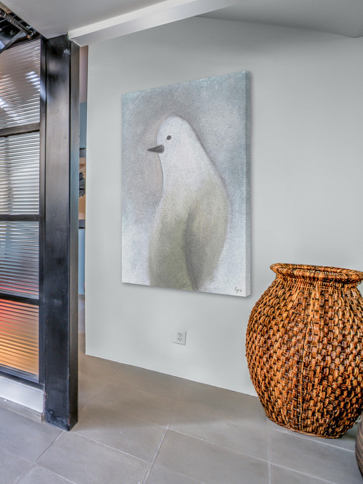 "Snow Bird" Painting Print on Wrapped Canvas, 24"x36"