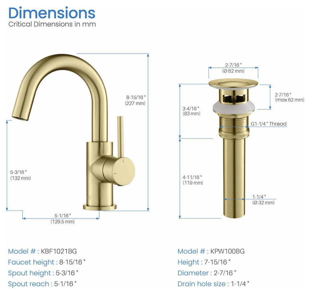 Circular Single Handle High-arc Bathroom Sink Faucet With Drain, Brushed Gold
