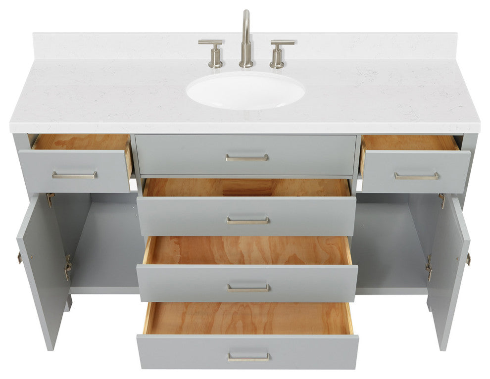 Ariel Bristol 60" Single Oval Sink Bathroom Vanity, Carrara Quartz