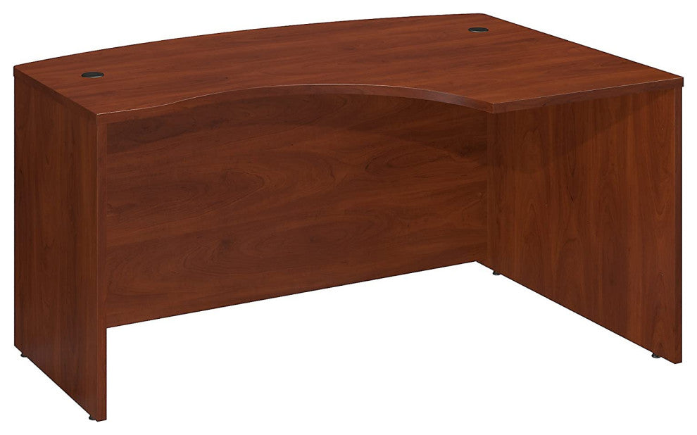 Corner Desk, Spacious Top With Bow Shaped Detail and Wire Management,