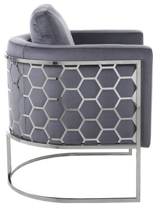 Casa Velvet Upholstered Chair, Grey, Chrome Finish