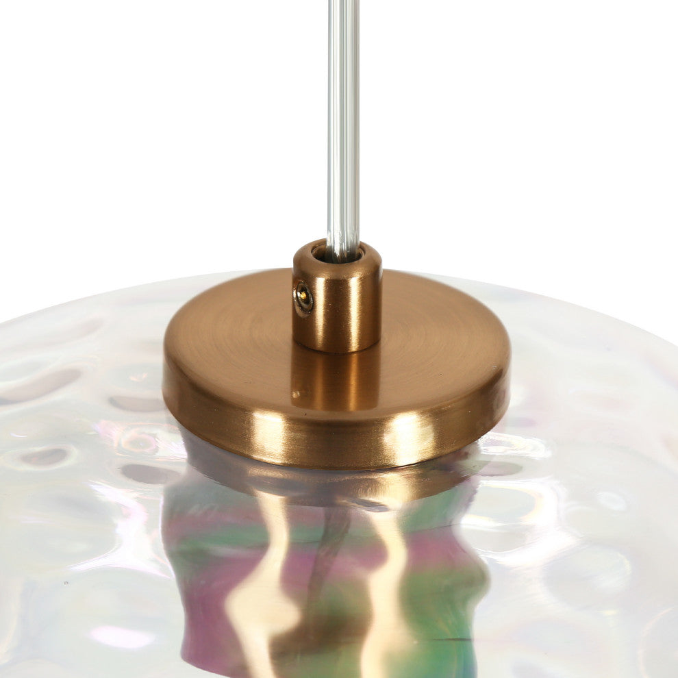 LNC Chrysaorican 1-Light 6" Modern Iridescent Glass Kitchen Island Light, Brass
