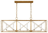 Beatrix 6-Light Indoor Large Linear Lantern Pendant, Antique Gild Gold