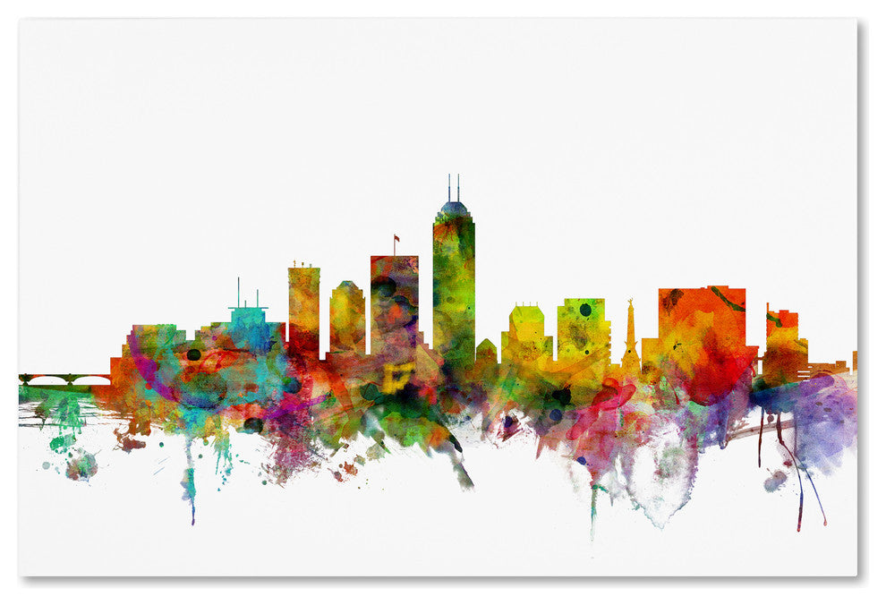 "Indianapolis, Indiana Skyline" Canvas Art by Michael Tompsett