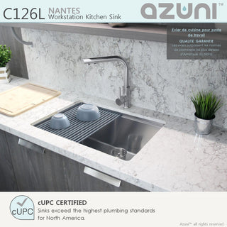 AZUNI 25"L x 19"L Single Bowl Undermount 16G Reversible Workstation Kitchen Sink