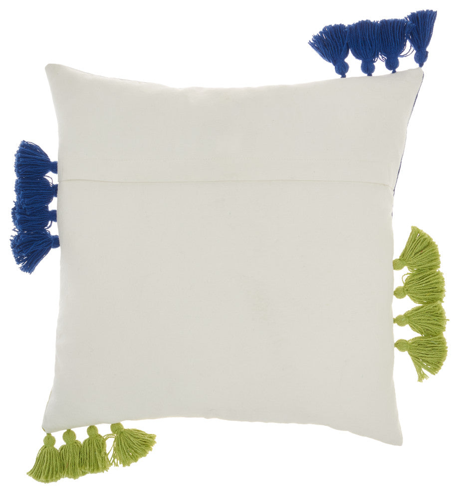 Mina Victory CN029 Throw Pillow, Lime/Blue, 18"X18"