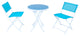 LeisureMod Outdoor Bistro Folding Table Chairs Set, Blue