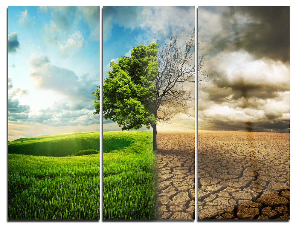 "Global Warming" Glossy Metal Wall Art, 3 Panels, 36"x28"