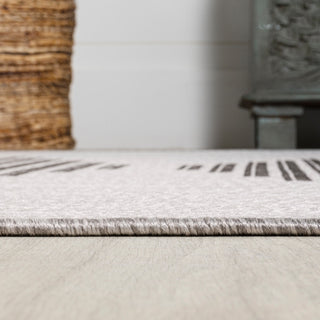 Vinales Diamond Stripe Indoor/Outdoor Area Rug, Light Gray/Black, 2x8