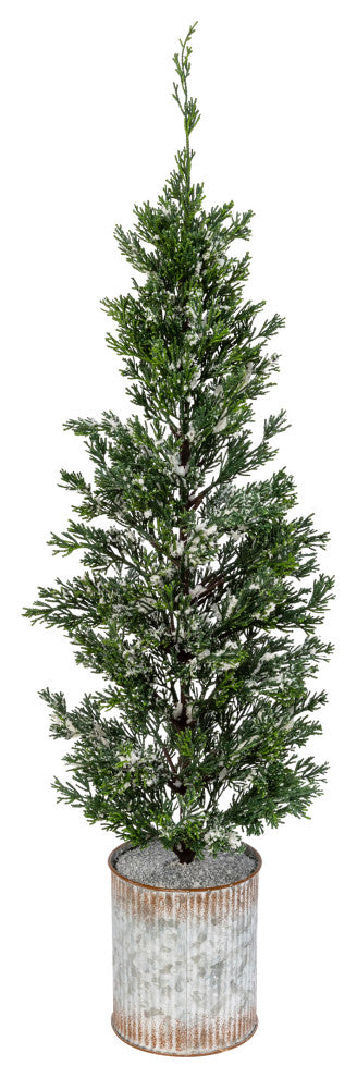 35-in H Snowy Pine Tree in Tin Pot