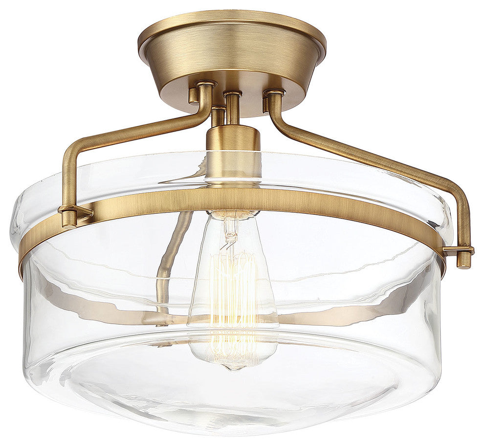 1-Light Semi-Flush Mount, Natural Brass