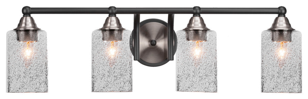 Paramount 4-Light Bath Bar, Matte Black & Brushed Nickel, 4" Smoke Bubble Glass