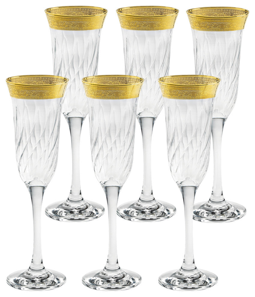 Flutes Set of 6 Melania Collection Gold