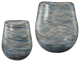 Uttermost - 18158 - Vases, S/2 - Aurora - Blue And Gold