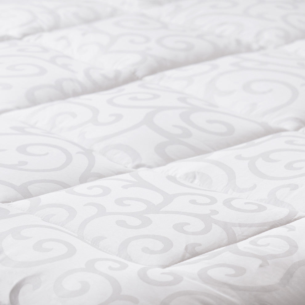 Candice Olson Jacquard Scroll Mattress Pad, White, King