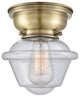 Small Oxford 1-Light Flush Mount, Antique Brass, Seedy