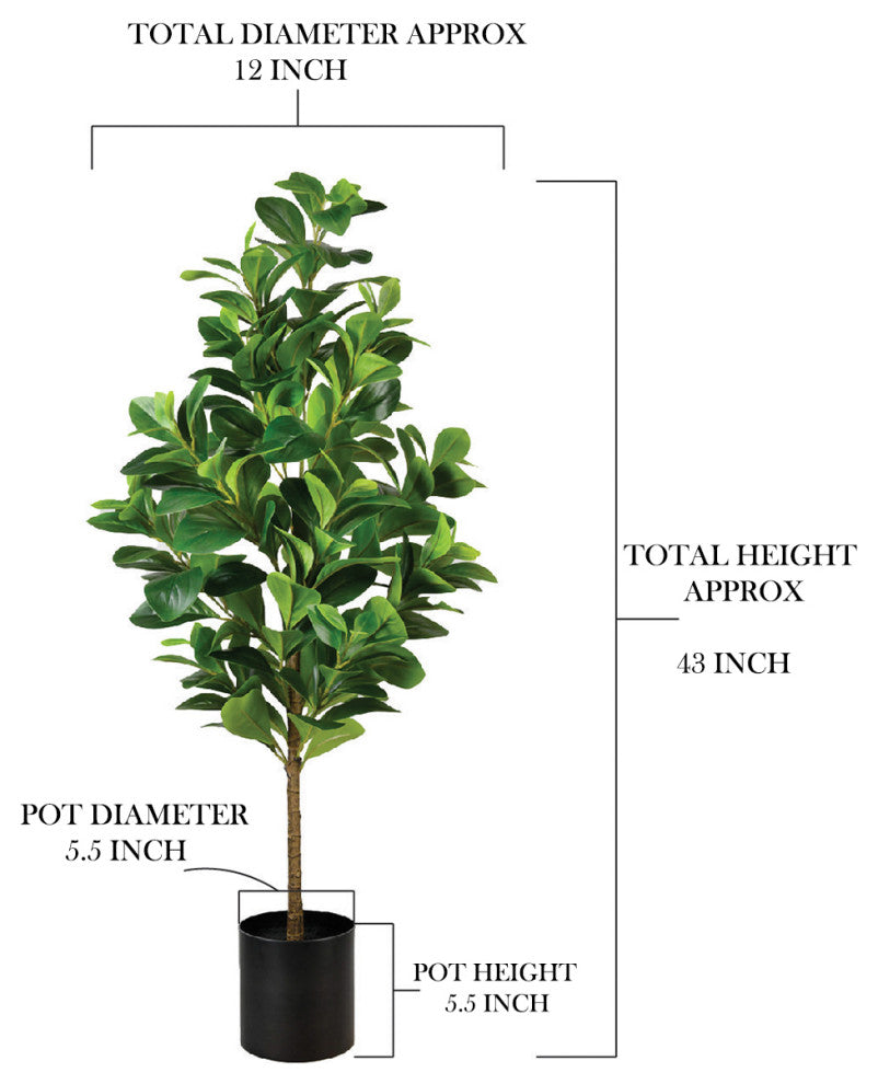 Serene Spaces Living Faux Pepper Elder Plant in Black Plastic Pot, 43" Tall