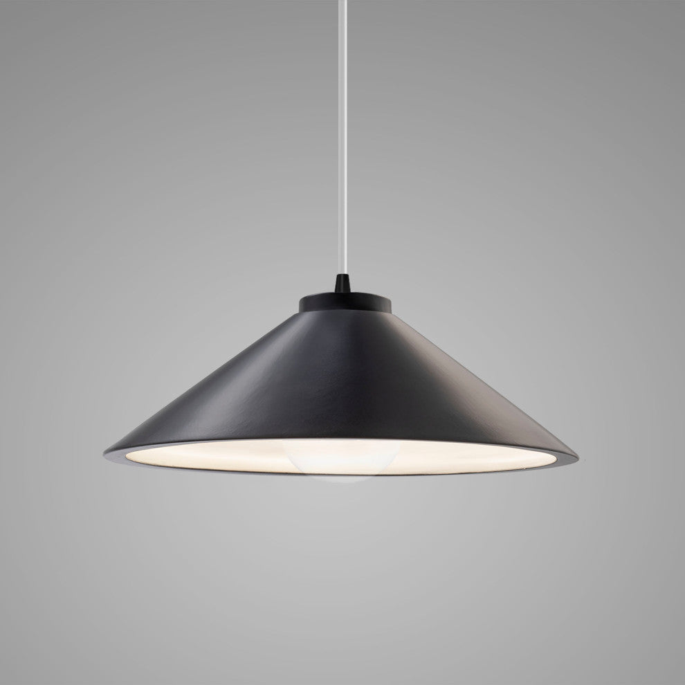 Flare Pendant, Carbon Matte Black, Matte Black, White Cord, Incandescent