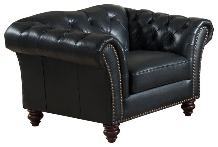 Mona Leather Craft Chair, Black