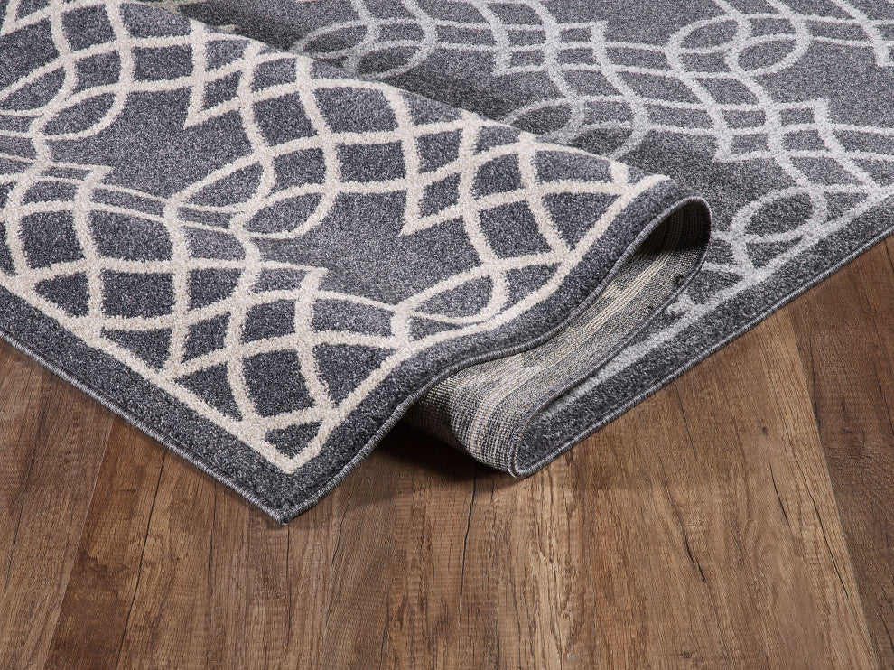 Abani Quartz QRZ180A Grey White Traditional Moroccan Trellis Area Rug
