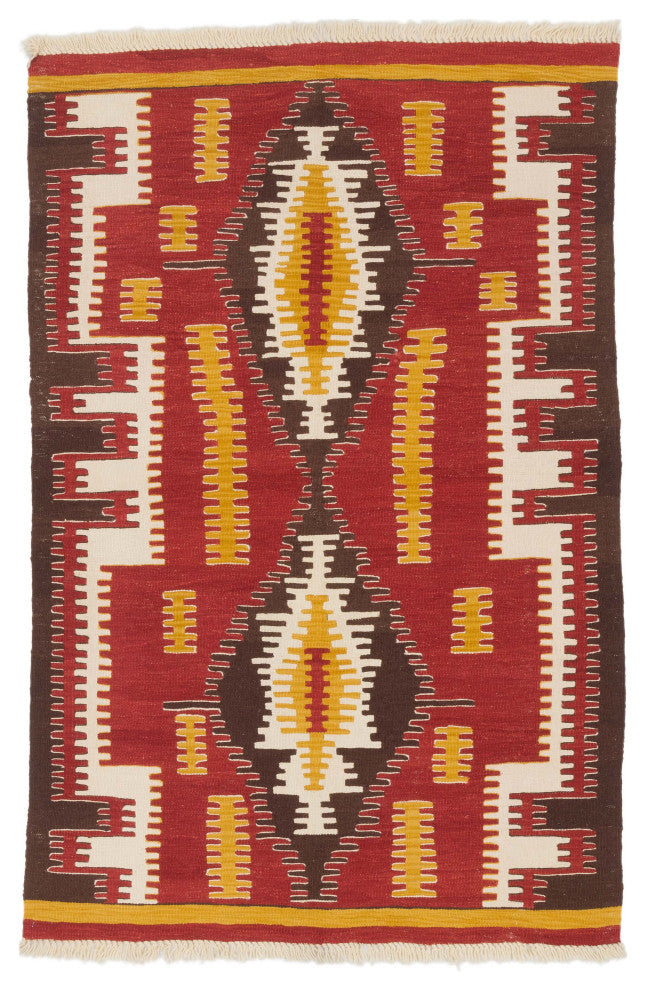 New Handwoven Turkish Kilim Rug 4' x 6', 48 in. x 72 in.