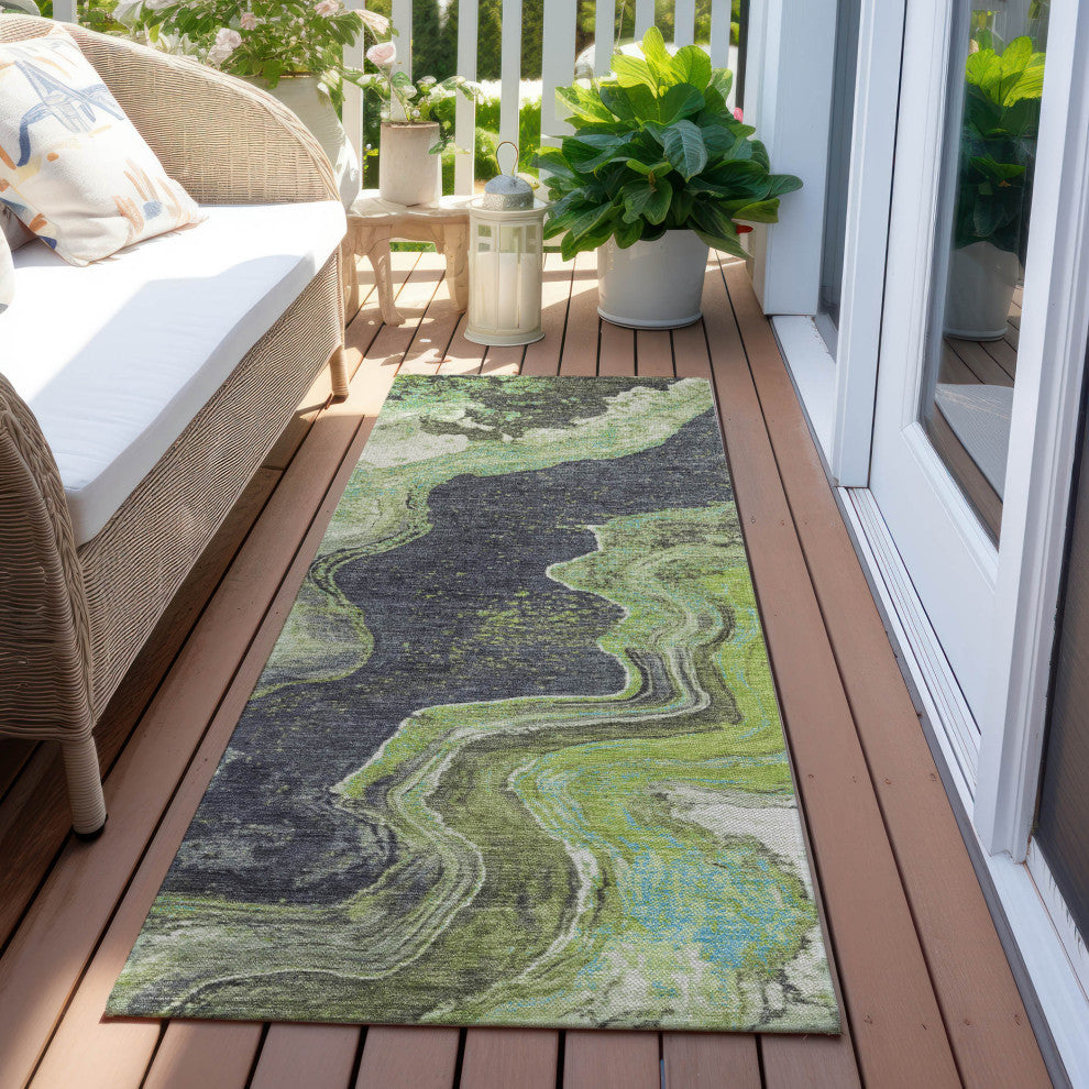 Machine Washable Indoor/Outdoor Chantille ACN1907 Aloe 2'3" x 7'6" Runner Rug