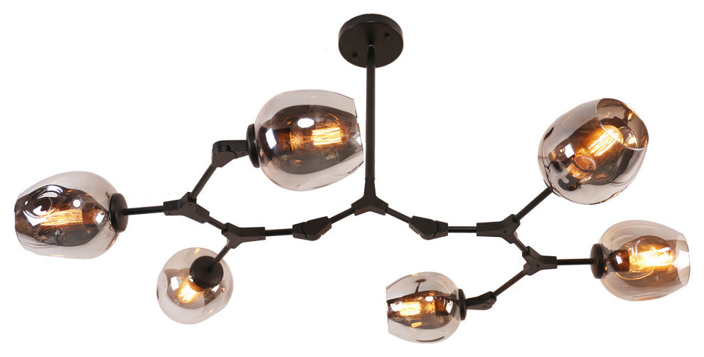 Oaks Aura Modern 6-Light Adjustable Sputnik Chandelier, Smoky Gray