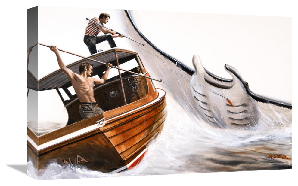 "Attack of the Giant Ray" Stretched Canvas Giclee by Mort Kunstler, 22x15"