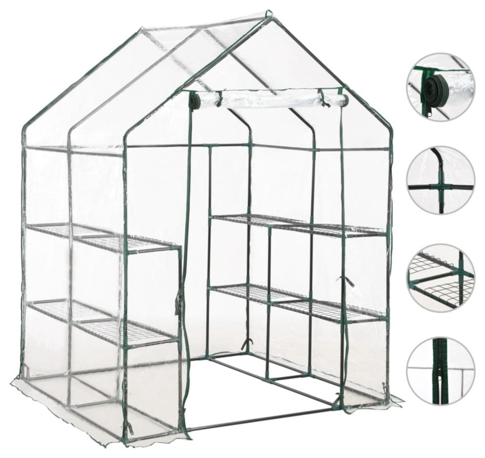 vidaXL Greenhouse with 8 Shelves 4.7'x4.7'x6.4'