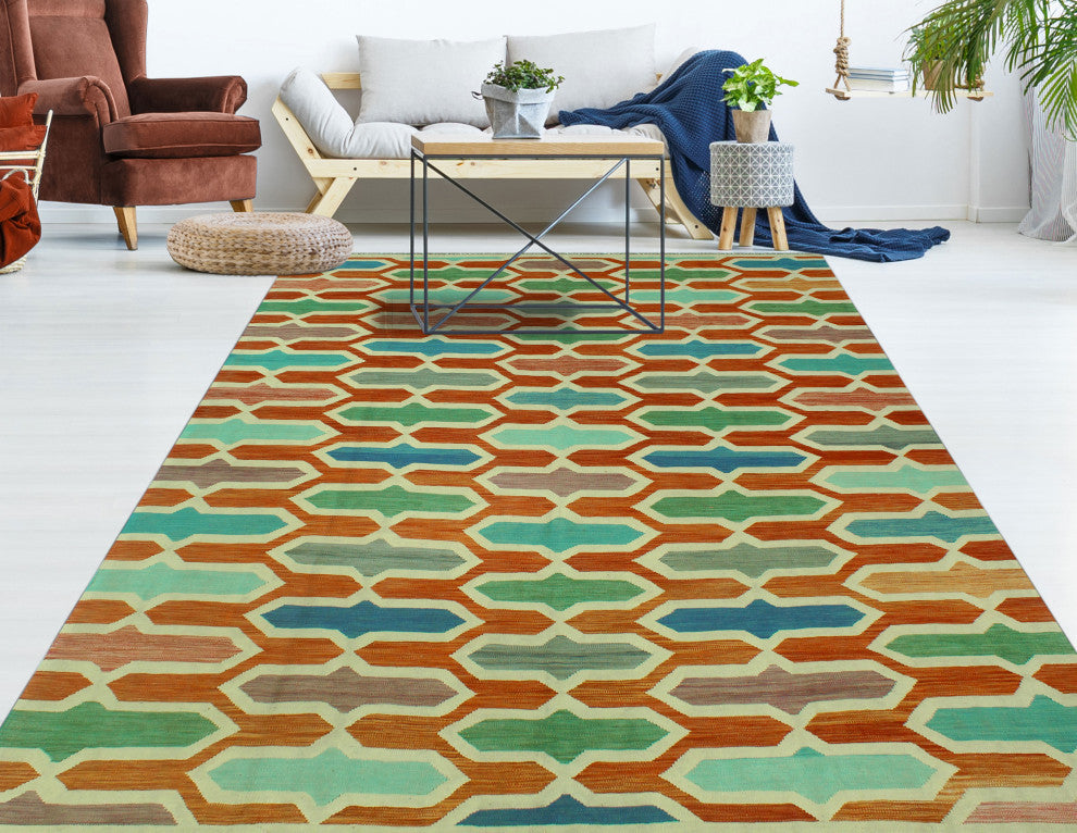 Sangat Kilim Mabel Rust/Ivory Rug, 8'5x11'3