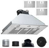 VEVOR Built-in Range Hood Insert Vent Hood 800CFM 36in Push Button Control