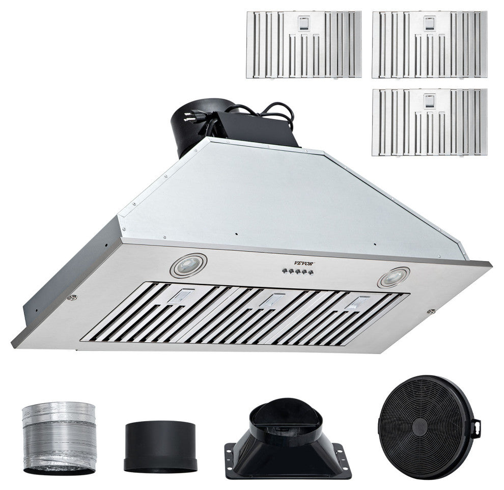 VEVOR Built-in Range Hood Insert Vent Hood 800CFM 36in Push Button Control