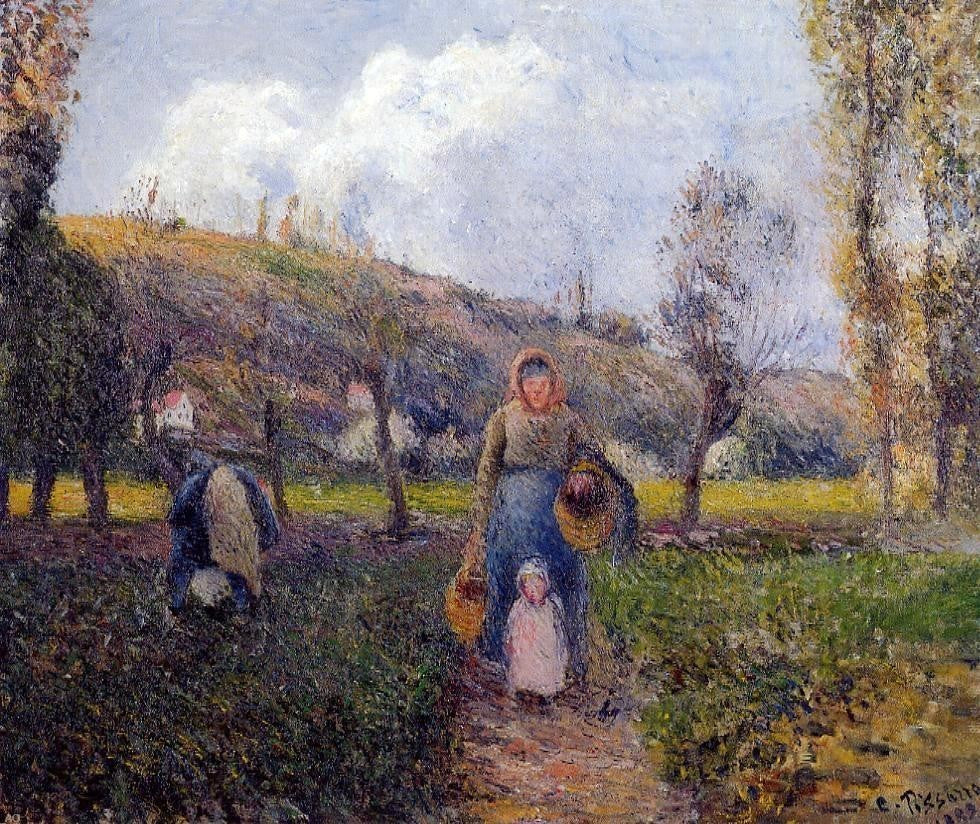 Camille Pissarro Peasant Woman and Child Harvesting the Fields Wall Decal