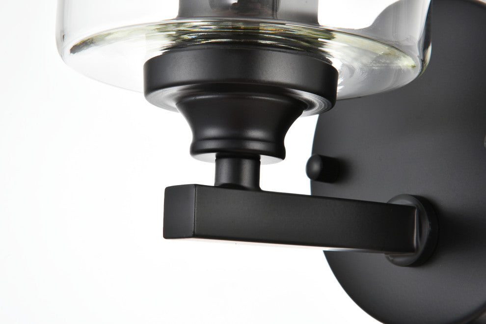 1 Light Black And Clear Bath Sconce
