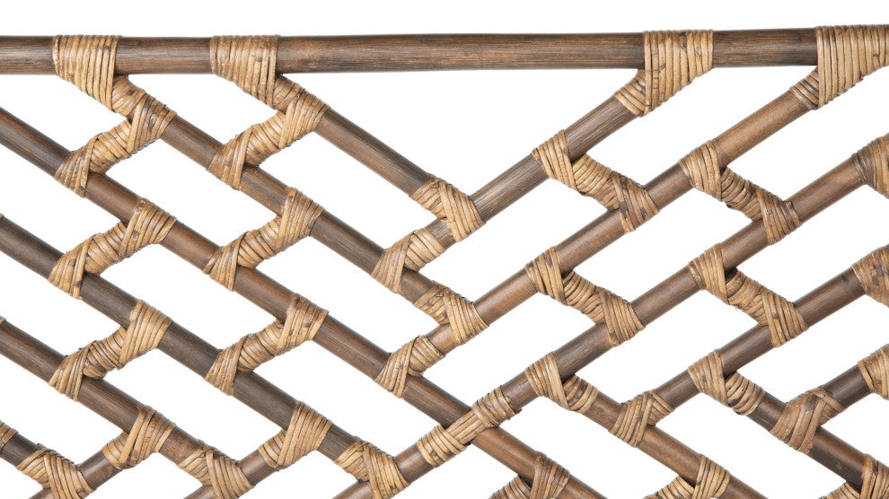 Rattan Chippendale Headboard, Antique Brown, California King Size