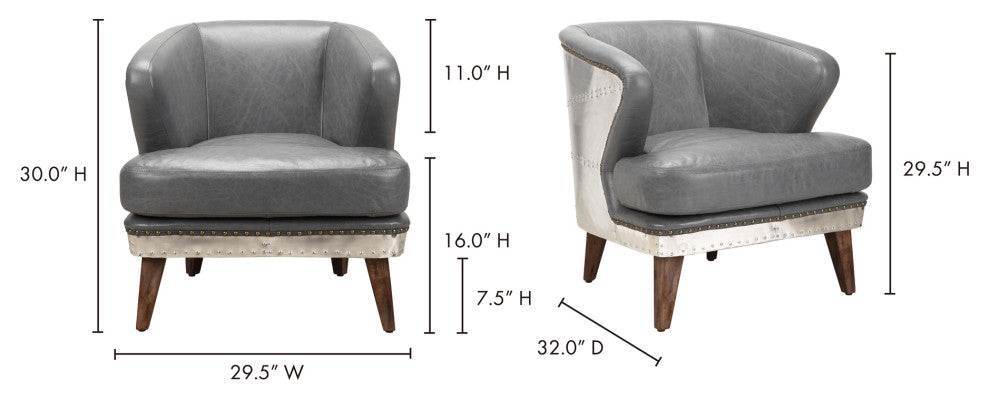 Industrial Cambridge Club Chair Antique Grey - Grey