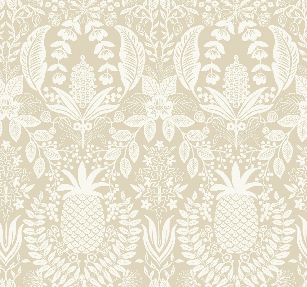 Pineapple Damask Linen Wallpaper