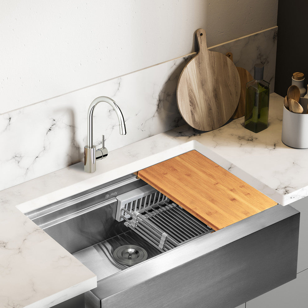 AKDY 33"x20"x9" Apron Farmhouse Handmade Stainless Steel Kitchen Sink