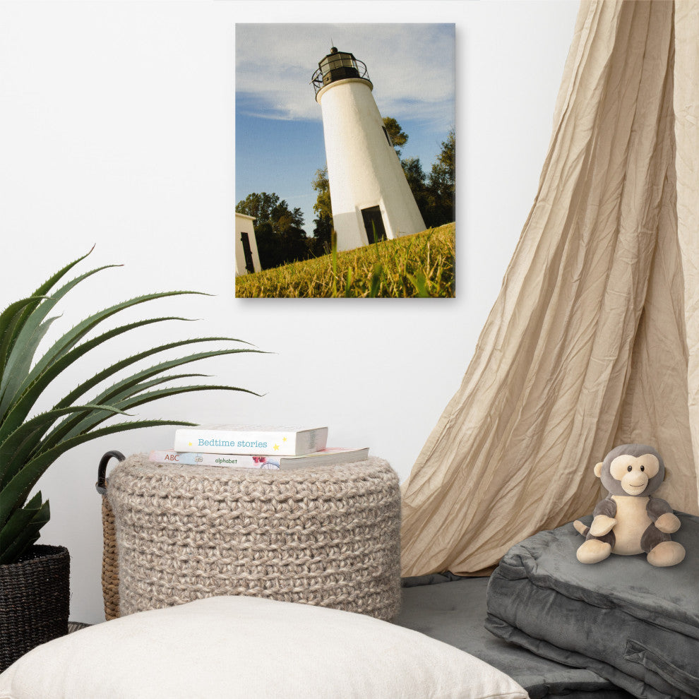Turkey Point Lighthouse Coastal Landscape Photography Canvas Wall Art, 16" X 20"