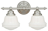 Huntley 2-Light Vanity Milk Glass Satin Nickel