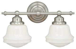 Huntley 2-Light Vanity Milk Glass Satin Nickel