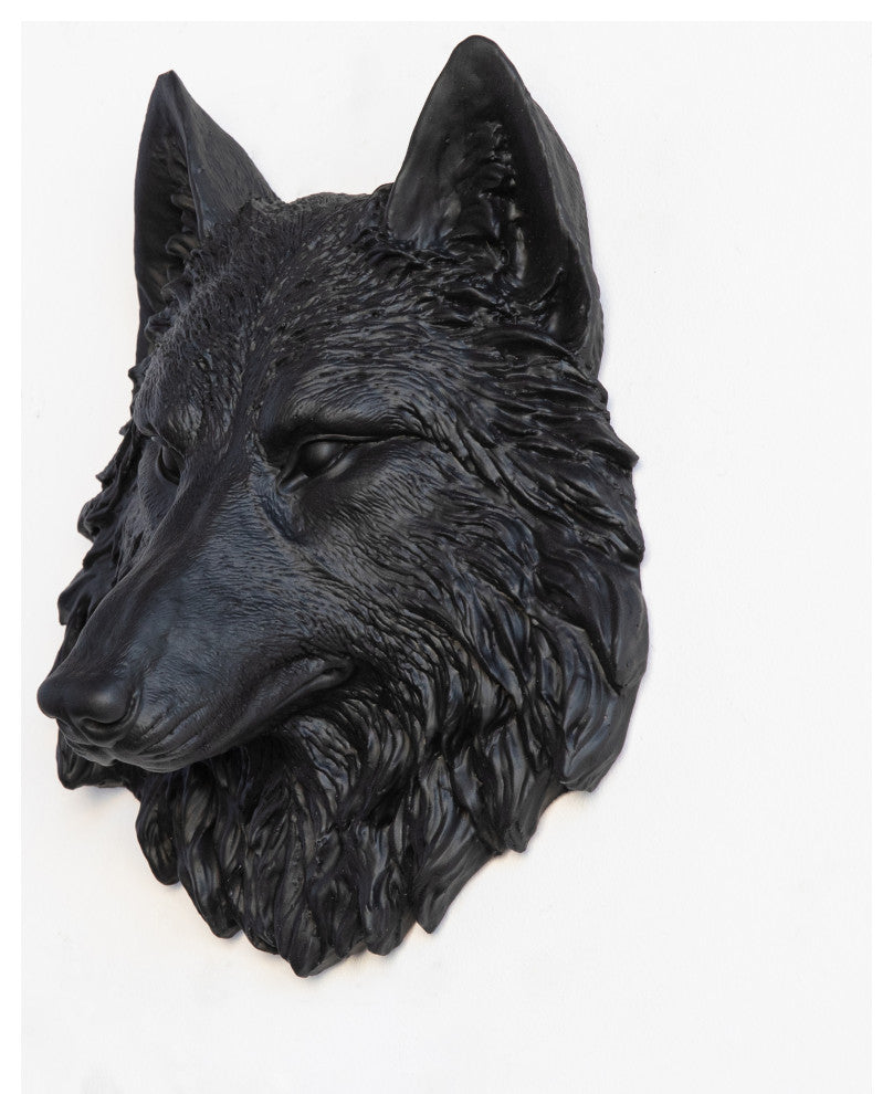 Faux Mini Wolf Wall Mount Wall Decor, Black