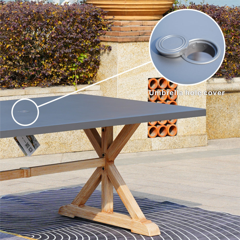 72" Aluminium Coated Dining Table with Umbrella Hole