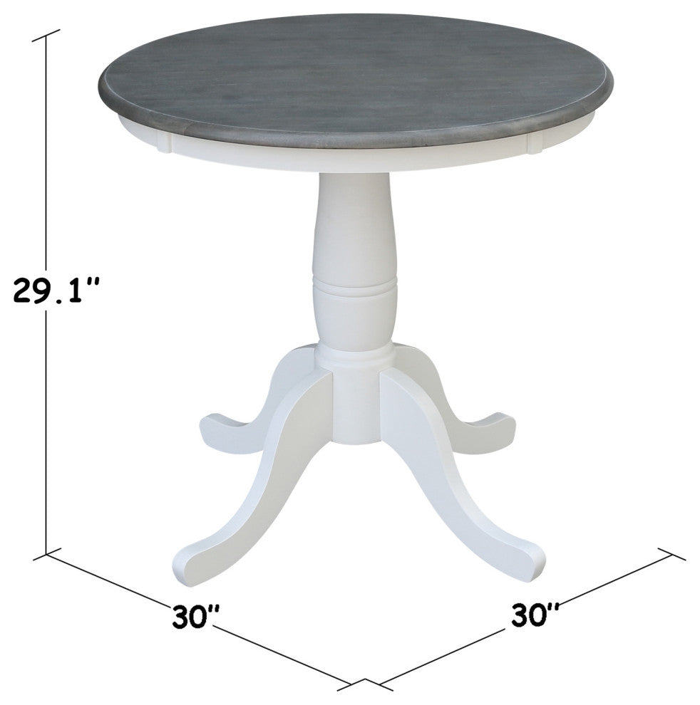 Round Top Pedestal Table, White/Heather Gray, 30 Inch Round