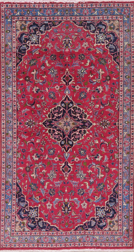 Consigned, Oriental Traditional Vintage Hand-Knotted Persian Area Rug, Red, 4x7