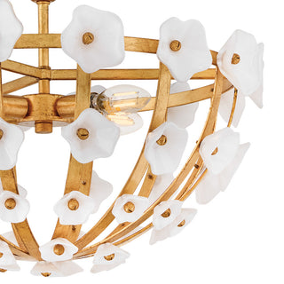Fredrick Ramond Azalea Medium Semi-Flush Mount, Distressed Brass