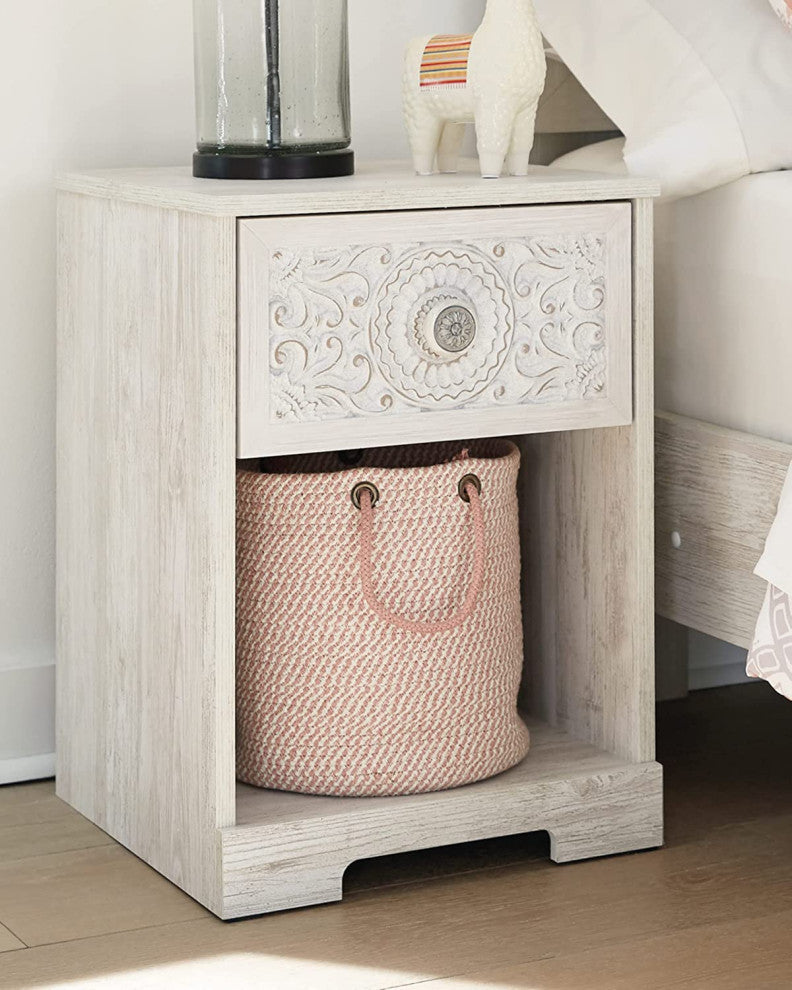 One Drawer Nightstand, Whitewash