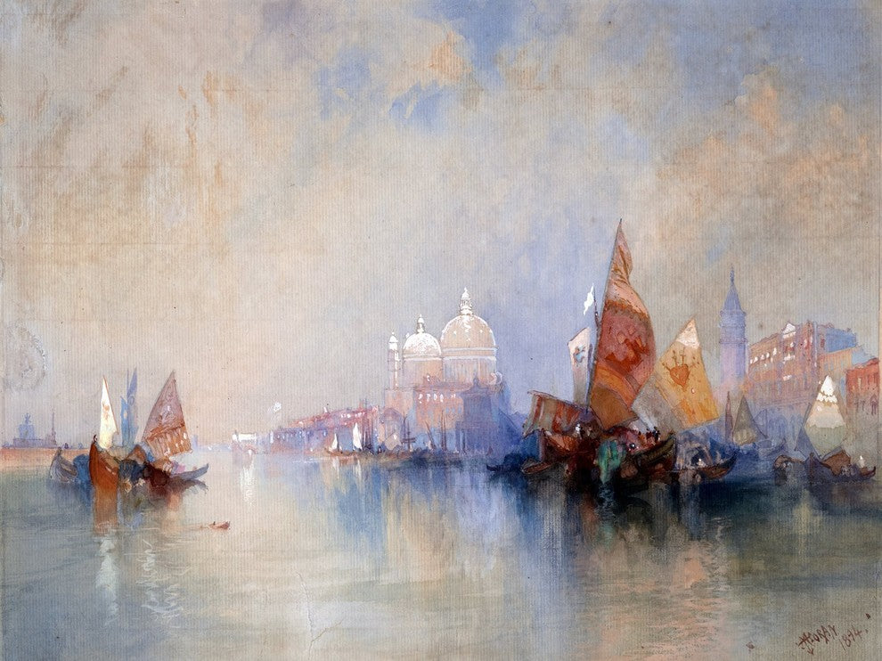 Tile Mural Seascape Venice The Lagoon By Thomas Moran, 6"x8", Matte
